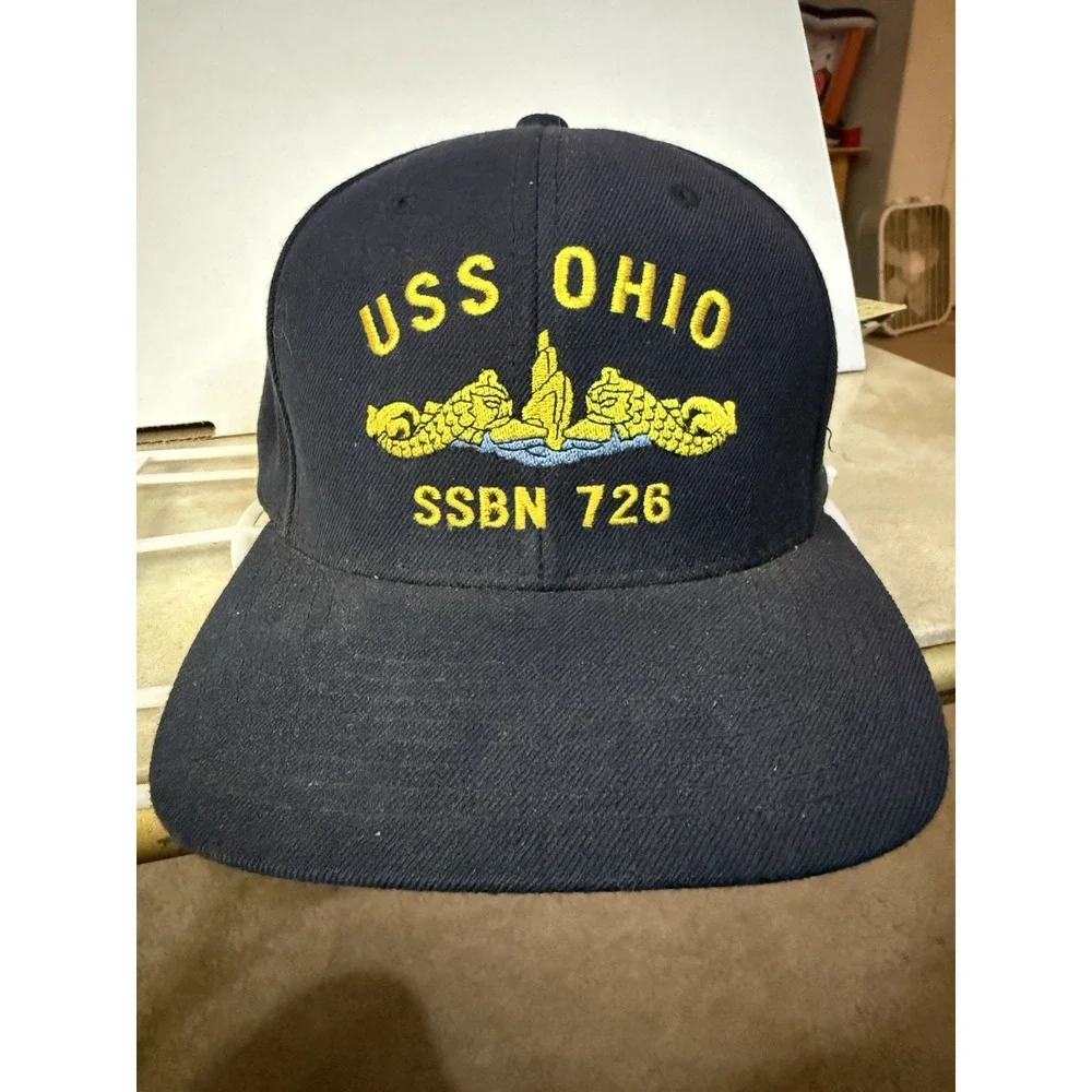 Vintage USS Ohio SSBN 726 Submarine Hat Yupoong Snapback Navy Dolphins 90s‎